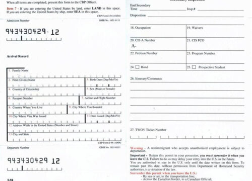 Hướng dẫn điền tờ khai nhập cảnh Mỹ
